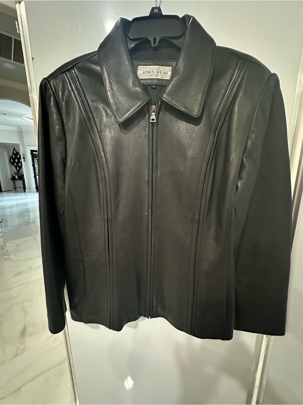 Jones Wear Black Smooth Leather Zip Jacket